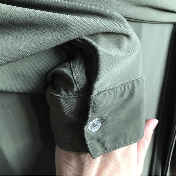 Shabby apple olive green long sleeves maxi wrap dress size 12 basic fall neutral - Picture 8 of 14